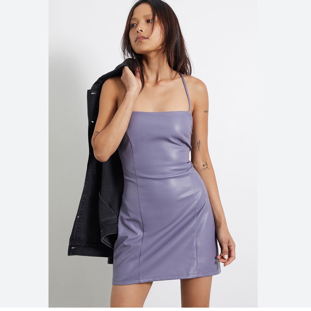Pacsun LA Hearts Lace-Up Faux Leather Purple Mini Dress NEW WITH TAGS